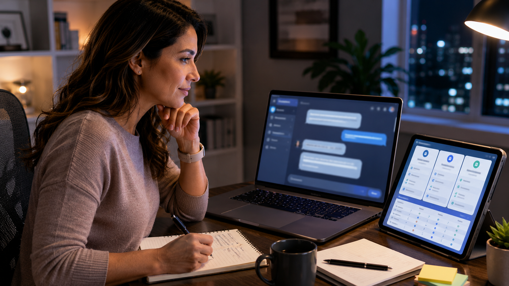 American consumer using an AI chatbot to compare health insurance plans during 2026 Open Enrollment.